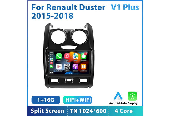 RD194 Android renault duster 2015-2018 1GB a 8GB RAM e 16GB a 128GB ROM com ou sem Carplay
