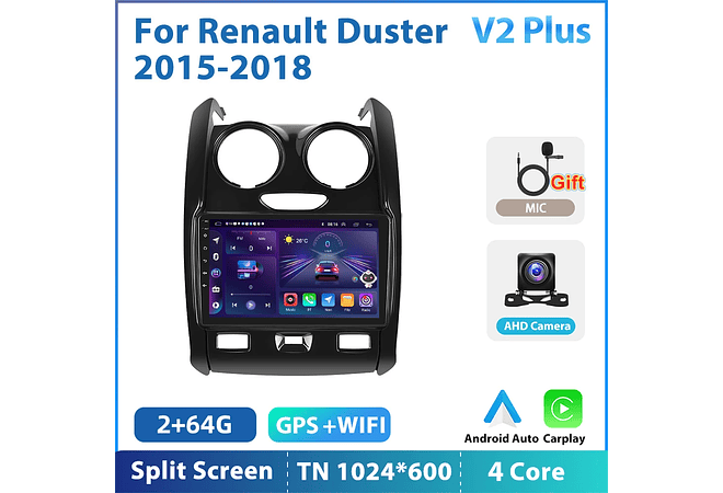 RD194 Android renault duster 2015-2018 1GB a 8GB RAM e 16GB a 128GB ROM com ou sem Carplay