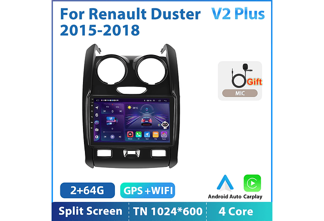 RD194 Android renault duster 2015-2018 1GB a 8GB RAM e 16GB a 128GB ROM com ou sem Carplay