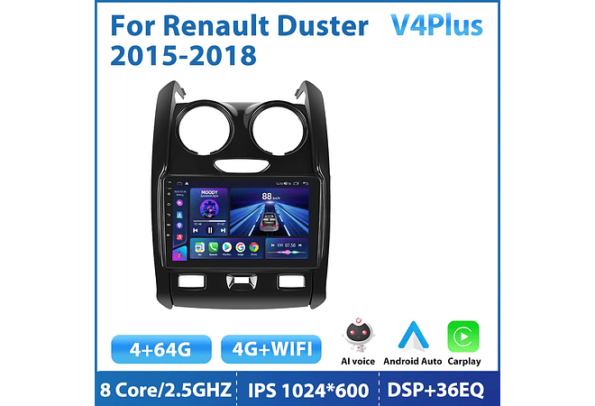 RD194 Android renault duster 2015-2018 1GB a 8GB RAM e 16GB a 128GB ROM com ou sem Carplay