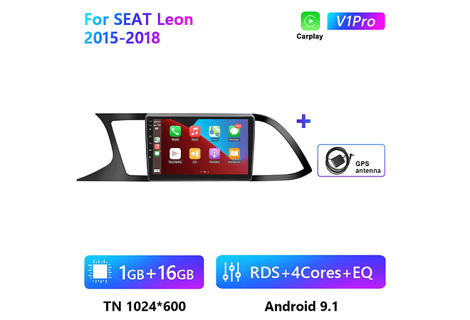 RD195 Android seat leon 2015-2018 1GB a 8GB RAM e 16GB a 128GB ROM com ou sem Carplay