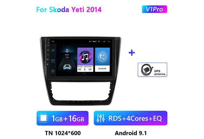 RD196 Android skoda yeti 2014 1GB a 8GB RAM e 16GB a 128GB ROM com ou sem Carplay