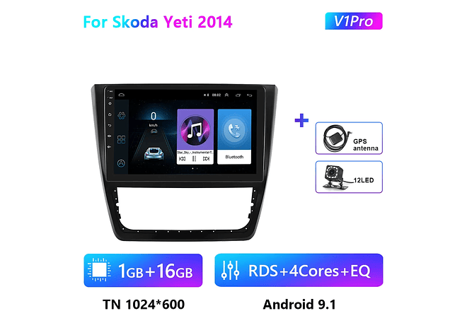 RD196 Android skoda yeti 2014 1GB a 8GB RAM e 16GB a 128GB ROM com ou sem Carplay