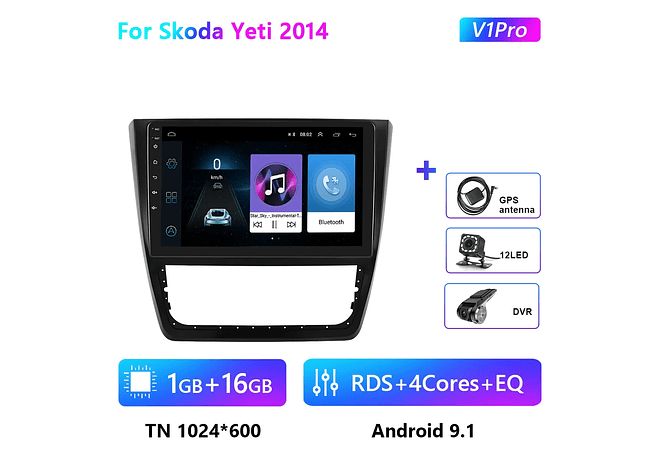 RD196 Android skoda yeti 2014 1GB a 8GB RAM e 16GB a 128GB ROM com ou sem Carplay