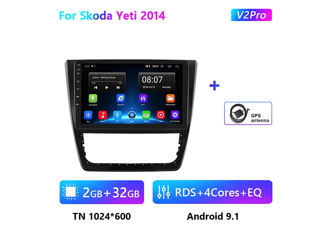 RD196 Android skoda yeti 2014 1GB a 8GB RAM e 16GB a 128GB ROM com ou sem Carplay