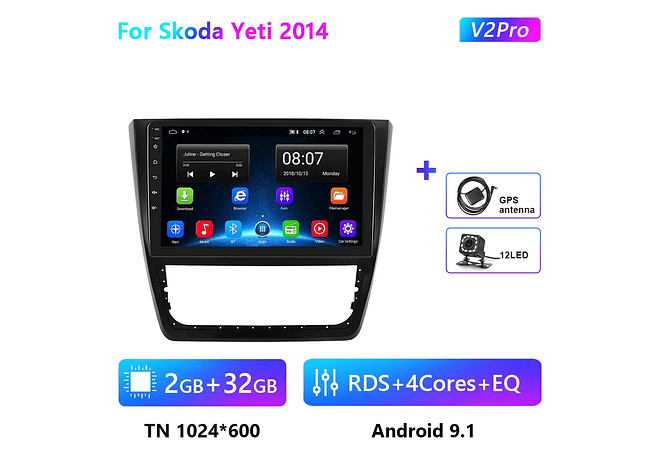 RD196 Android skoda yeti 2014 1GB a 8GB RAM e 16GB a 128GB ROM com ou sem Carplay