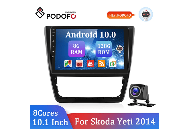 RD196 Android skoda yeti 2014 1GB a 8GB RAM e 16GB a 128GB ROM com ou sem Carplay