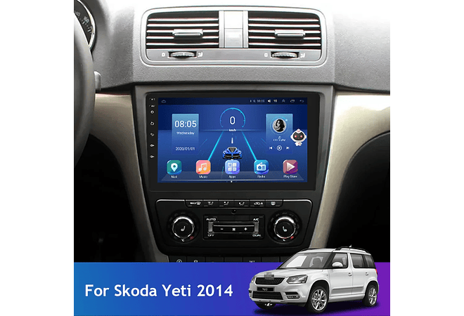 RD196 Android skoda yeti 2014 1GB a 8GB RAM e 16GB a 128GB ROM com ou sem Carplay