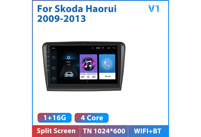 RD197 Android skoda skoda haorui 2009-2013 1GB a 8GB RAM e 16GB a 128GB ROM com ou sem Carplay