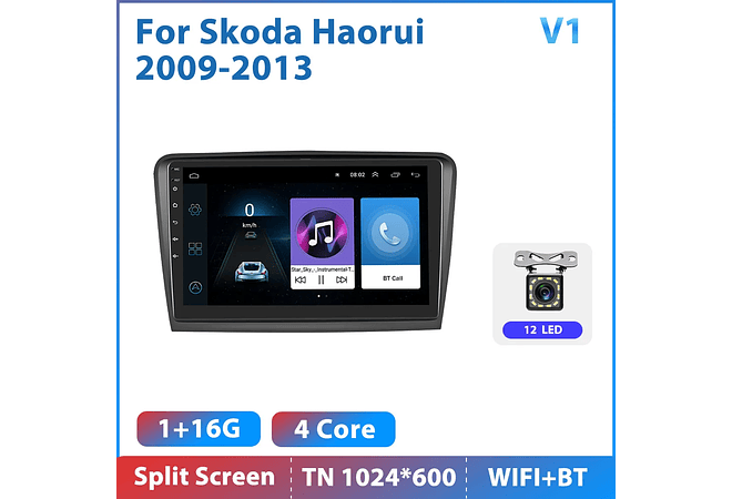 RD197 Android skoda skoda haorui 2009-2013 1GB a 8GB RAM e 16GB a 128GB ROM com ou sem Carplay