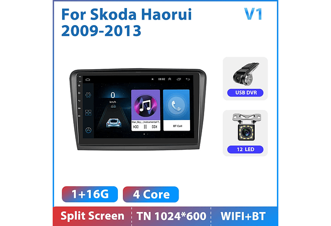 RD197 Android skoda skoda haorui 2009-2013 1GB a 8GB RAM e 16GB a 128GB ROM com ou sem Carplay