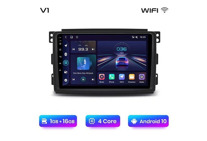 RD198 Android smart fortwo 451 2005-2010 1GB a 8GB RAM e 16GB a 128GB ROM com ou sem Carplay