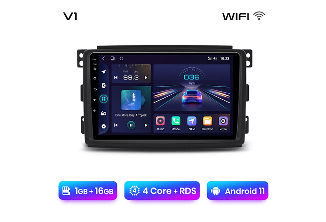 RD198 Android smart fortwo 451 2005-2010 1GB a 8GB RAM e 16GB a 128GB ROM com ou sem Carplay