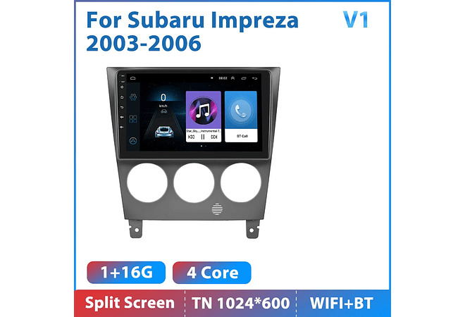 Leitor de vídeo multimídia rádio do carro de podofo android 10.1 para subaru impreza 2003-2006 gps carplay auto wifi bt áudio 2 din dspRD199 Android subaru Impreza 2003-2006 1GB a...