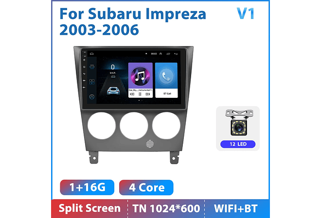 Leitor de vídeo multimídia rádio do carro de podofo android 10.1 para subaru impreza 2003-2006 gps carplay auto wifi bt áudio 2 din dspRD199 Android subaru Impreza 2003-2006 1GB a...
