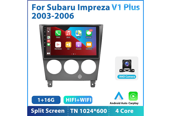 Leitor de vídeo multimídia rádio do carro de podofo android 10.1 para subaru impreza 2003-2006 gps carplay auto wifi bt áudio 2 din dspRD199 Android subaru Impreza 2003-2006 1GB a...