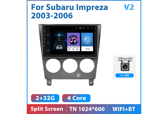 Leitor de vídeo multimídia rádio do carro de podofo android 10.1 para subaru impreza 2003-2006 gps carplay auto wifi bt áudio 2 din dspRD199 Android subaru Impreza 2003-2006 1GB a...