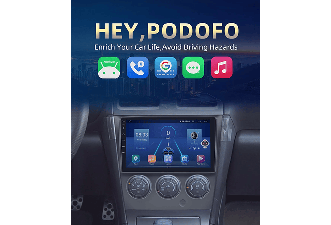 Leitor de vídeo multimídia rádio do carro de podofo android 10.1 para subaru impreza 2003-2006 gps carplay auto wifi bt áudio 2 din dspRD199 Android subaru Impreza 2003-2006 1GB a...