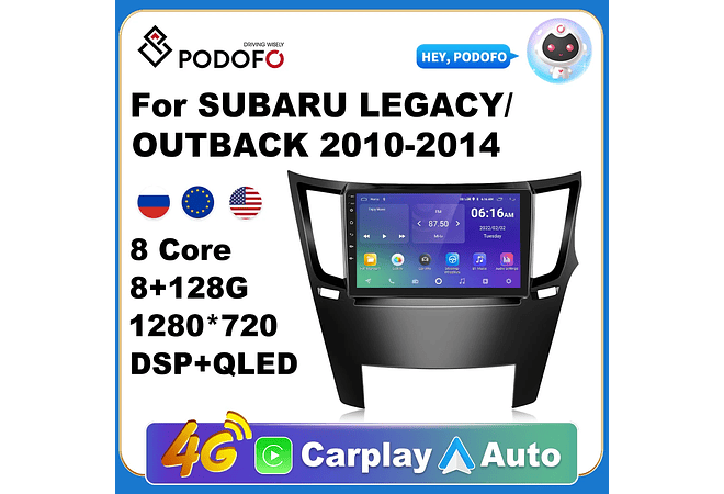 RD200 Android subaru legacy outback 2010-2014 1GB a 8GB RAM e 16GB a 128GB ROM com ou sem Carplay