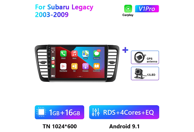 RD201 Android subaru legacy 2003-2009 1GB a 8GB RAM e 16GB a 128GB ROM com ou sem Carplay