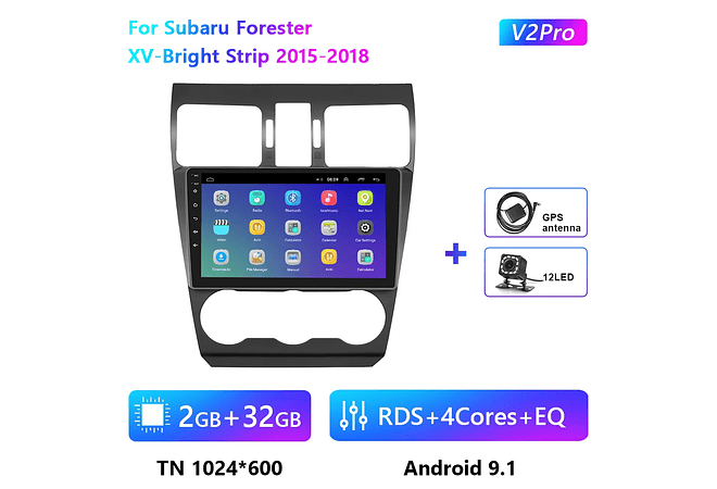 RD202 Android subaru forester xv-faixa brilhante 2015-2018 1GB a 8GB RAM e 16GB a 128GB ROM com ou sem Carplay