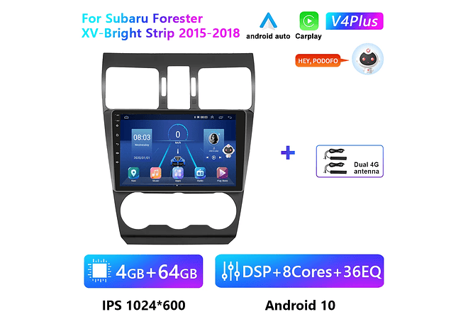 RD202 Android subaru forester xv-faixa brilhante 2015-2018 1GB a 8GB RAM e 16GB a 128GB ROM com ou sem Carplay
