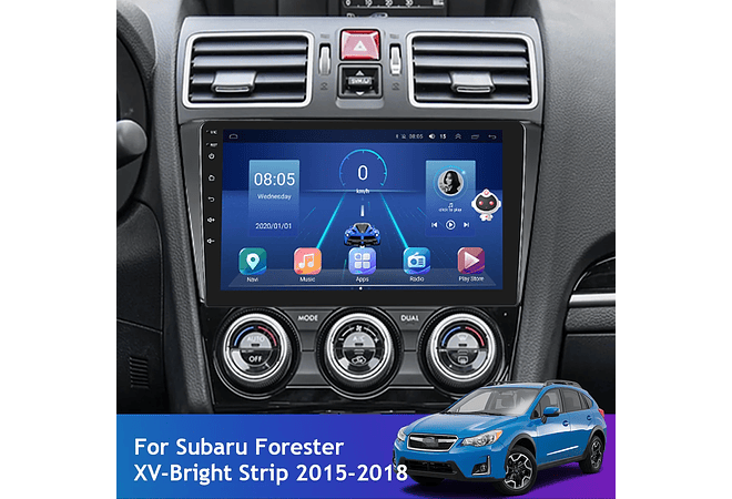 RD202 Android subaru forester xv-faixa brilhante 2015-2018 1GB a 8GB RAM e 16GB a 128GB ROM com ou sem Carplay