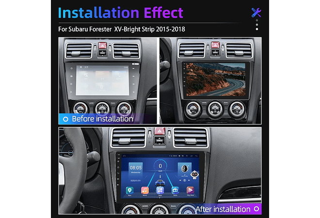 RD202 Android subaru forester xv-faixa brilhante 2015-2018 1GB a 8GB RAM e 16GB a 128GB ROM com ou sem Carplay