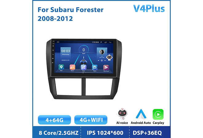 RD203 Android subaru forester 2008-2012 1GB a 8GB RAM e 16GB a 128GB ROM com ou sem Carplay
