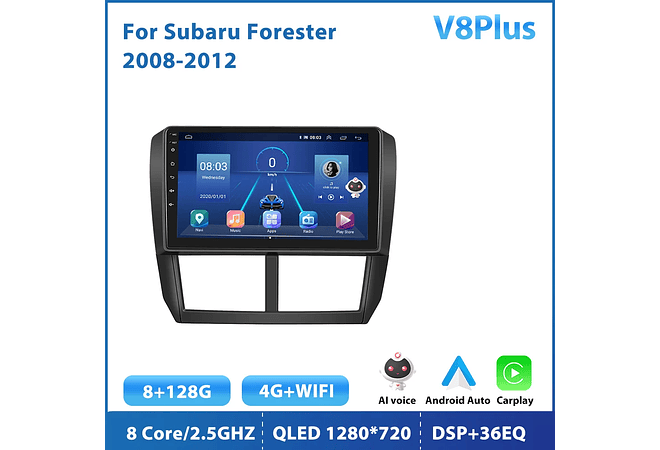 RD203 Android subaru forester 2008-2012 1GB a 8GB RAM e 16GB a 128GB ROM com ou sem Carplay