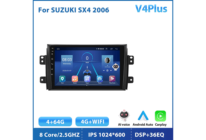 RD204 Android suzuki sx4 2006-2016 1GB a 8GB RAM e 16GB a 128GB ROM com ou sem Carplay