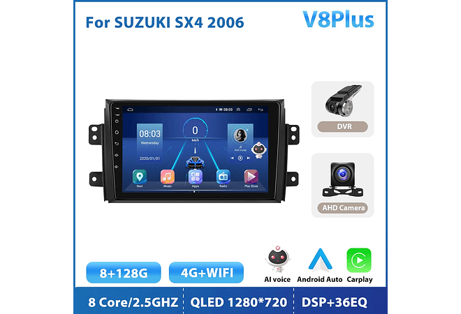RD204 Android suzuki sx4 2006-2016 1GB a 8GB RAM e 16GB a 128GB ROM com ou sem Carplay