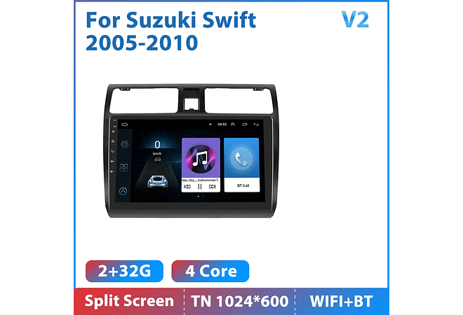 RD205 Android suzuki swift 2005-2010 1GB a 8GB RAM e 16GB a 128GB ROM com ou sem Carplay