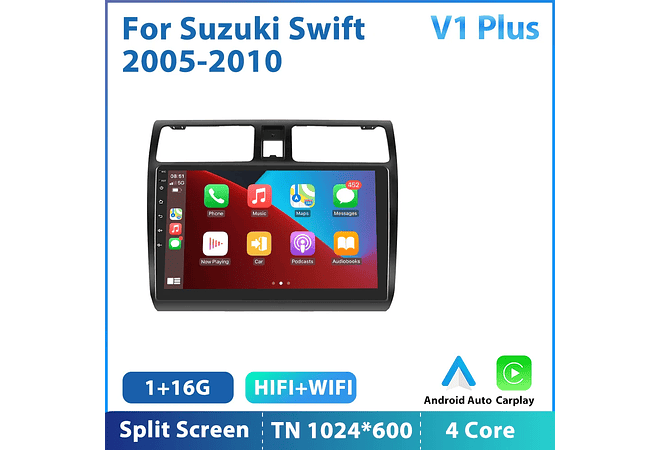 RD205 Android suzuki swift 2005-2010 1GB a 8GB RAM e 16GB a 128GB ROM com ou sem Carplay