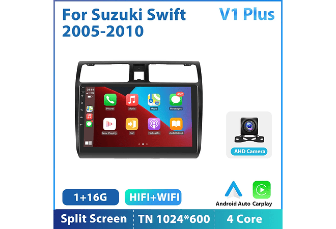 RD205 Android suzuki swift 2005-2010 1GB a 8GB RAM e 16GB a 128GB ROM com ou sem Carplay