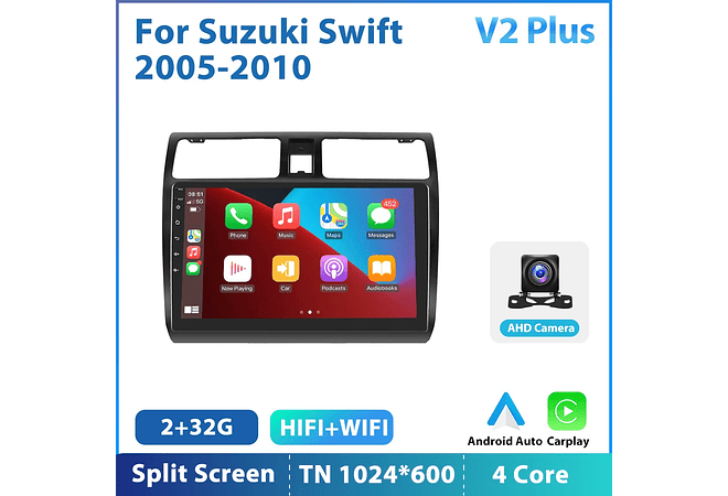 RD205 Android suzuki swift 2005-2010 1GB a 8GB RAM e 16GB a 128GB ROM com ou sem Carplay