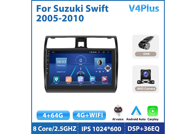 RD205 Android suzuki swift 2005-2010 1GB a 8GB RAM e 16GB a 128GB ROM com ou sem Carplay