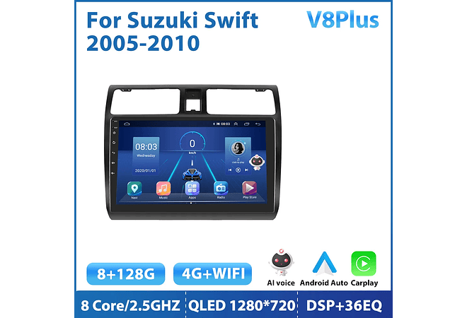 RD205 Android suzuki swift 2005-2010 1GB a 8GB RAM e 16GB a 128GB ROM com ou sem Carplay