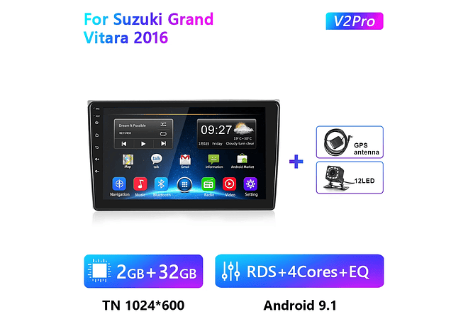 RD206 Android suzuki grand vitara 2016 1GB a 8GB RAM e 16GB a 128GB ROM com ou sem Carplay