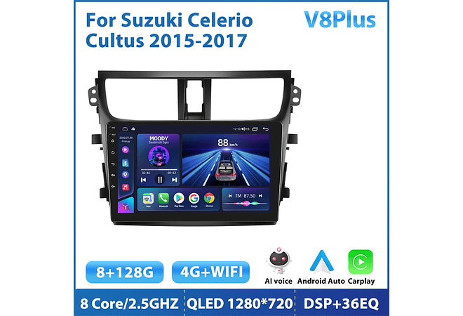 RD207 Android suzuki celerio cultus 2015-2017 1GB a 8GB RAM e 16GB a 128GB ROM com ou sem Carplay
