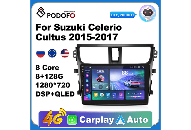 RD207 Android suzuki celerio cultus 2015-2017 1GB a 8GB RAM e 16GB a 128GB ROM com ou sem Carplay