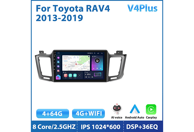 RD208 Android toyota rav4 2013-2019 1GB a 8GB RAM e 16GB a 128GB ROM com ou sem Carplay