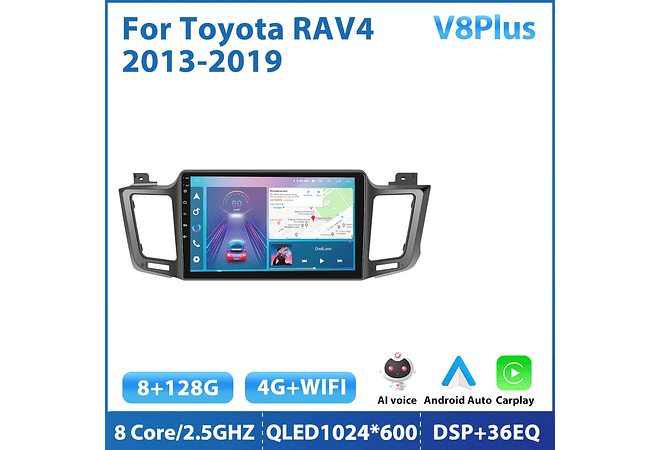RD208 Android toyota rav4 2013-2019 1GB a 8GB RAM e 16GB a 128GB ROM com ou sem Carplay