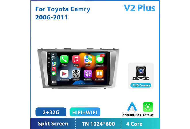 RD210 Android toyota camry 2006-2011 1GB a 8GB RAM e 16GB a 128GB ROM com ou sem Carplay