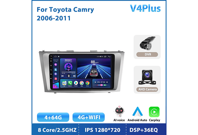 RD210 Android toyota camry 2006-2011 1GB a 8GB RAM e 16GB a 128GB ROM com ou sem Carplay