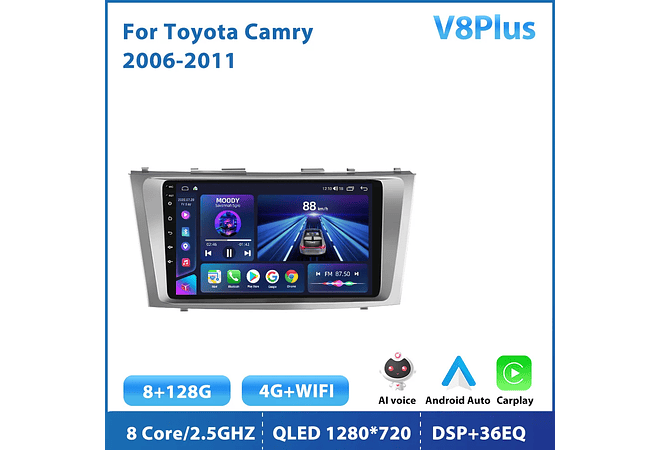 RD210 Android toyota camry 2006-2011 1GB a 8GB RAM e 16GB a 128GB ROM com ou sem Carplay