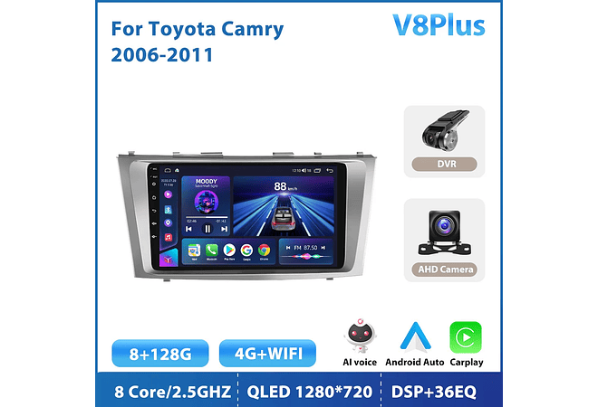RD210 Android toyota camry 2006-2011 1GB a 8GB RAM e 16GB a 128GB ROM com ou sem Carplay