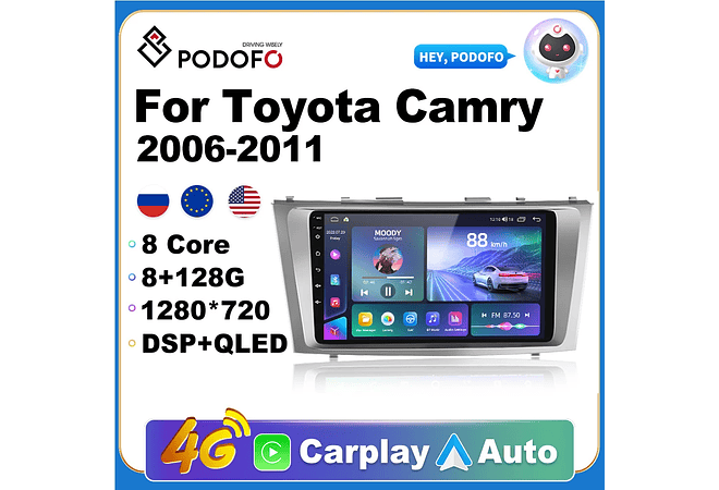 RD210 Android toyota camry 2006-2011 1GB a 8GB RAM e 16GB a 128GB ROM com ou sem Carplay
