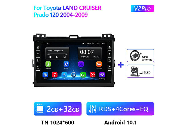RD211 Android toyota land cruiser prado 120 2004-2009 1GB a 8GB RAM e 16GB a 128GB ROM com ou sem Carplay