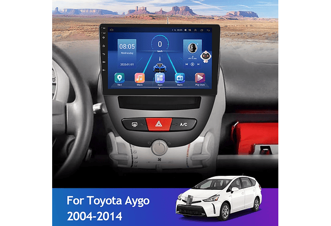 RD212 Android toyota aygo 2004-2014 1GB a 8GB RAM e 16GB a 128GB ROM com ou sem Carplay